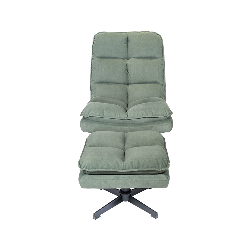 Hijau/Putih 360 darjah Swivel Fabric Recliner Dengan Kerusi Rumah Rumah Kaki