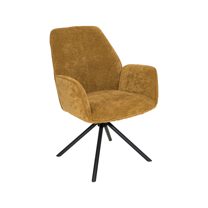 360 ° Kerusi makan kain swivel dengan bingkai keluli & upholsteri empuk